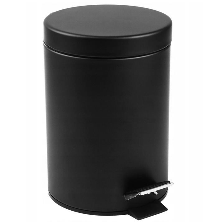 Cos de gunoi, Karl Hausmann, Inox, Negru, 10 L, cu mecanism pedala, recipient interior detasabil, 25x31.5cm