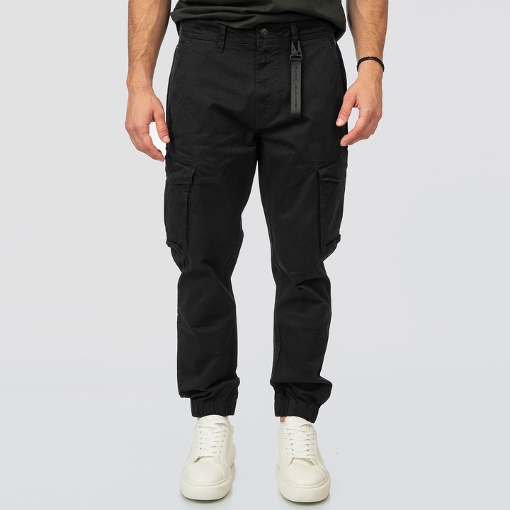 Pantaloni cargo barbati, REBASE, negru