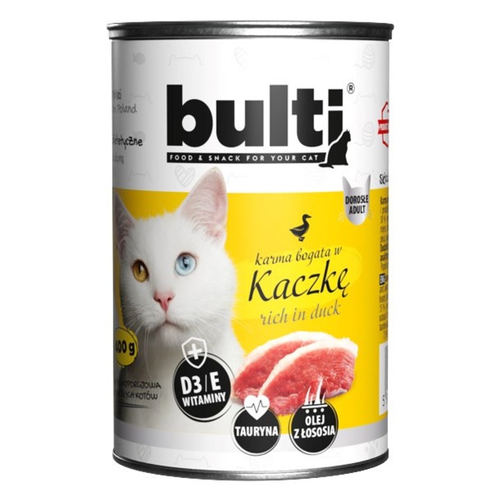 Hrana umeda pentru pisici Bult, bogat in rata, 400g