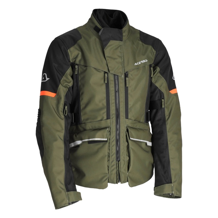 Jacheta de protectie ACERBIS X-Rover, verde/portocalie, material 600D, impermeabila, cu protectii certificate S