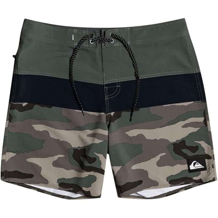 Pantaloni scurti de baie copii Quiksilver, camuflaj, kaki, material rapid uscare, 164 CM