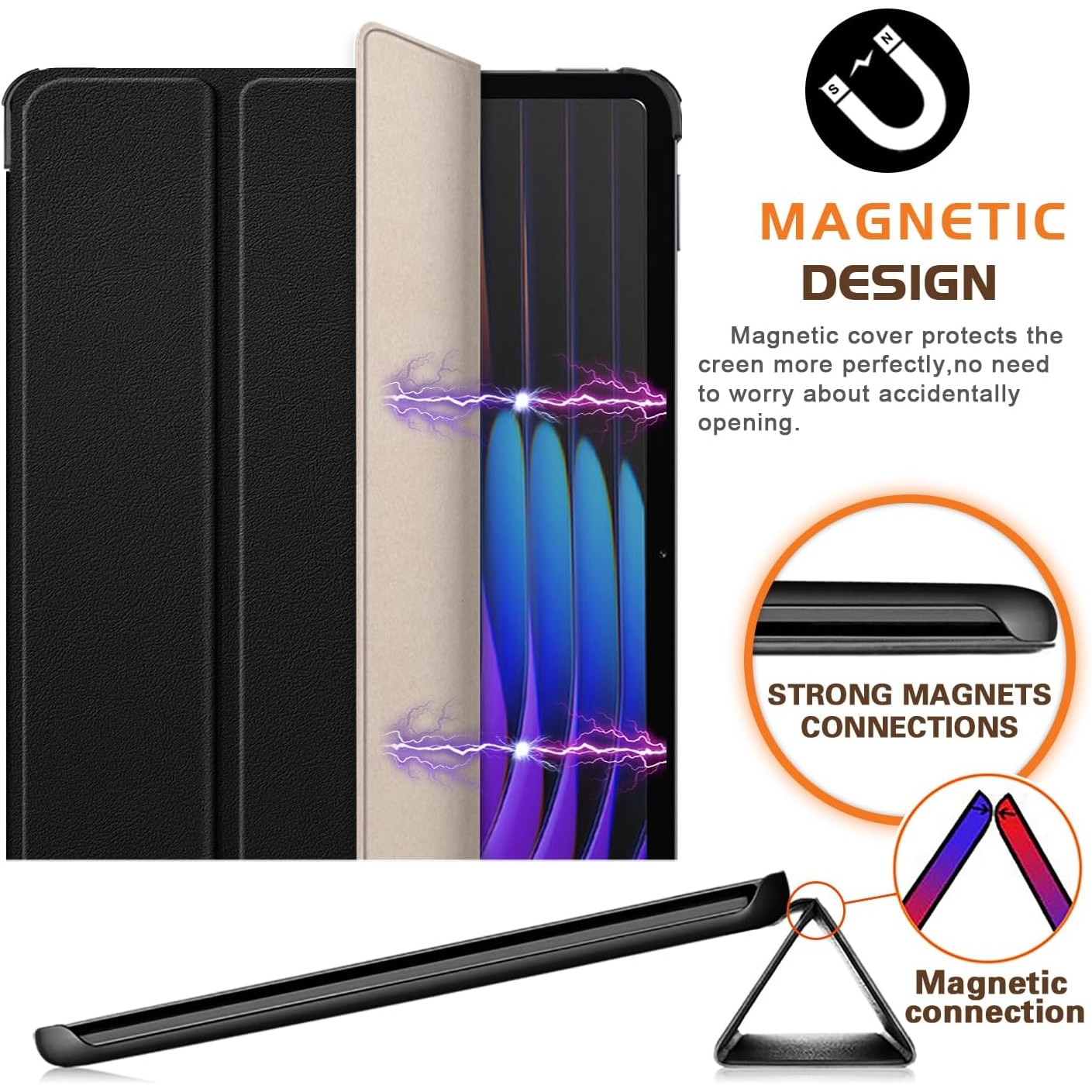 Husa Sigloo pentru tableta Xiaomi Pad 7 / 7 Pro 11.2" (2024), Piele Ecologica, Suport Stand, Negru