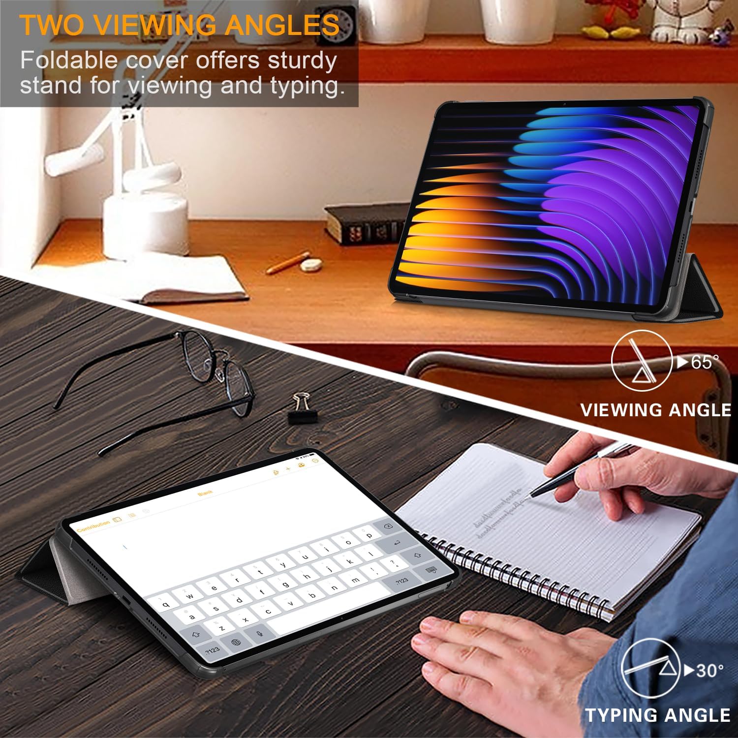 Husa Sigloo pentru tableta Xiaomi Pad 7 / 7 Pro 11.2" (2024), Piele Ecologica, Suport Stand, Negru