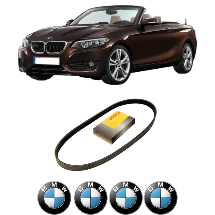 Curea transmisie accesorii BMW Seria 2 Convertible (F23) M 240 i din 2015-2021, auto, Bosch, 4x Stickere auto cu BMW