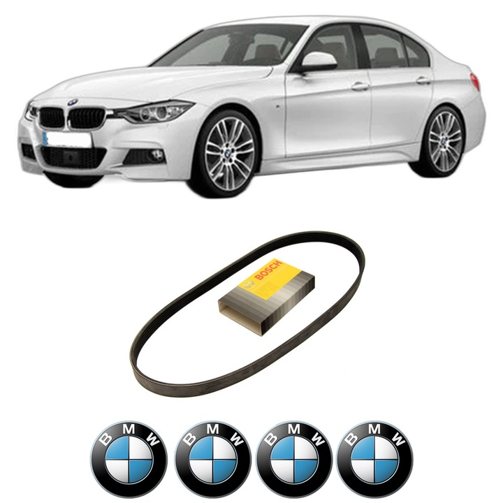 Curea transmisie accesorii BMW Seria 3 (F30, F80) 320 d din 2011-2018, auto, Bosch, 4x Stickere auto cu BMW