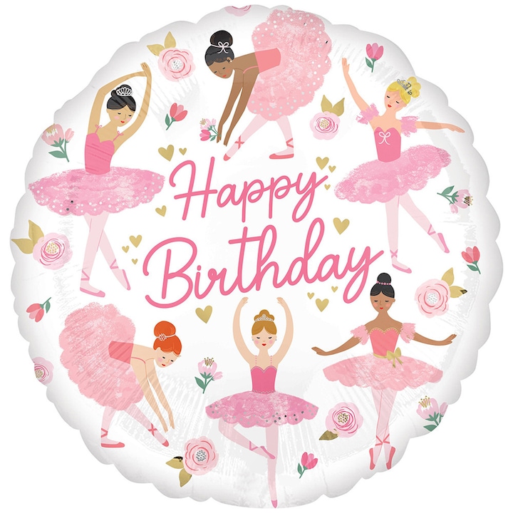 Balon Folie Happy Birthday Balerine 45cm 4785301