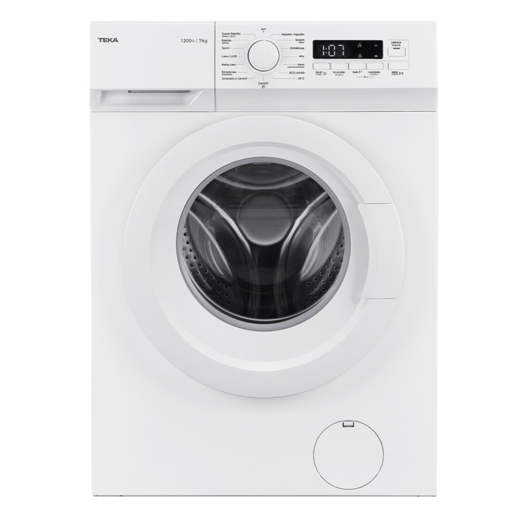 Masina de spalat rufe Teka, WMK 40740 WH, 7 kg, 1200 rpm, motor inverter, 15 programe de spalare, 60 cm, Clasa A, Alba