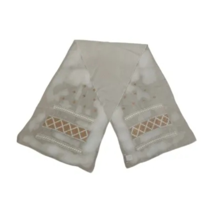 Női sálak/kendők, pamut, 190/50 cm, fehér anyag, BÉZS hímzés