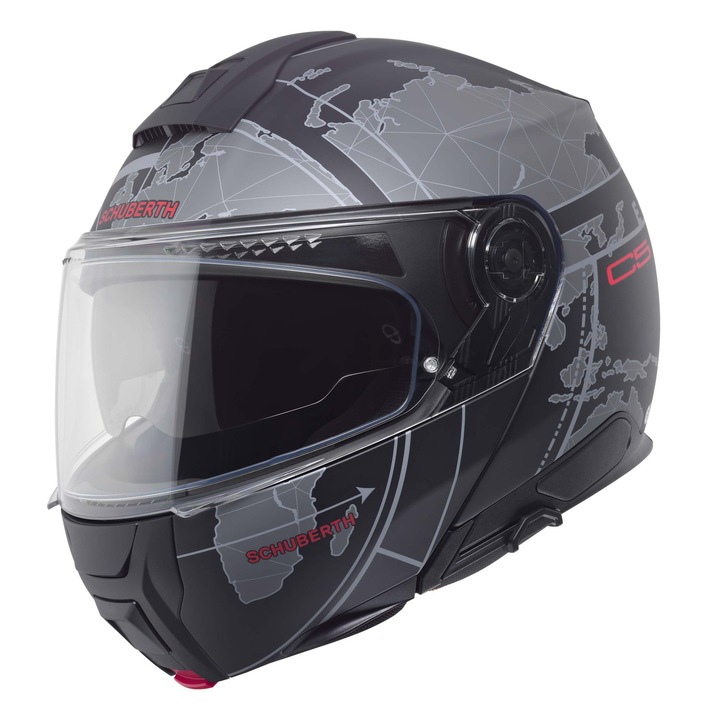 Motoros sisak, SCHUBERTH, fekete, M, beépített kommunikációs rendszerrel, innovatív szellőzéssel