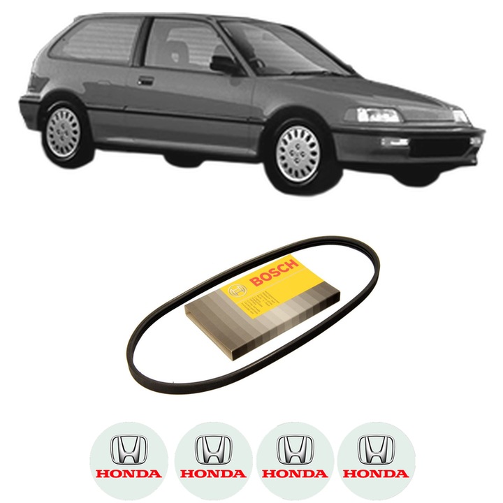 Curea transmisie accesorii HONDA CIVIC IV Hatchback (EC, ED, EE, EF) 1.4 L (EC9) din 1987-1991, auto, Bosch, 4x Stickere auto cu HONDA