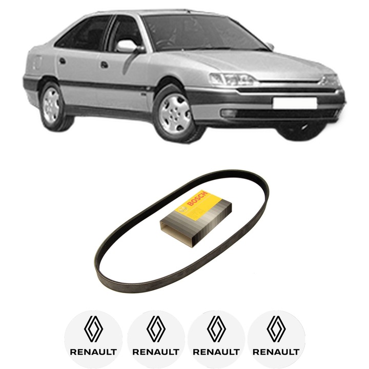 Curea transmisie accesorii RENAULT SAFRANE I (B54_) 3.0 V6 (B54B, B544) din 1992-1996, auto, Bosch, 4x Stickere auto cu RENAULT