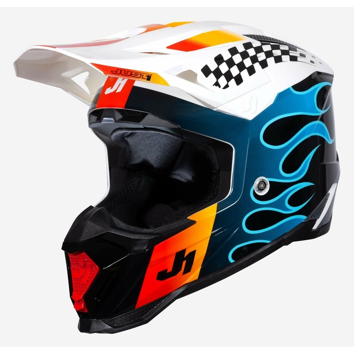 Каска мото JUST1 J40 Sixties, многоцветна, XXL, със система J.1.E.R. и антимикробна обработка PROTX