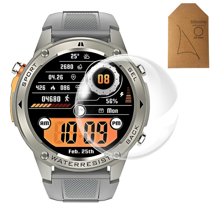 Folie de protectie Smartwatch Evolve-x, silicon, 39mm, display rotund