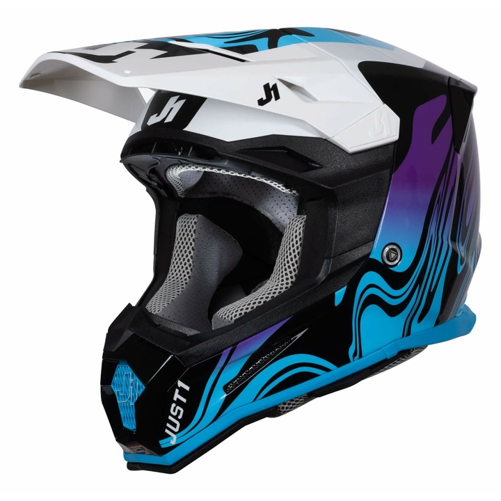 Casca moto JUST1 J22-F FLUID син/черен, 4 размера, E.R.C. система, размер XXL