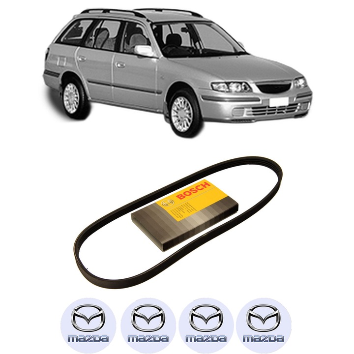 Curea transmisie accesorii MAZDA 626 V Station Wagon (GW) 1.8 (GW8W) din 2000-2002, auto, Bosch, 4x Stickere auto cu MAZDA