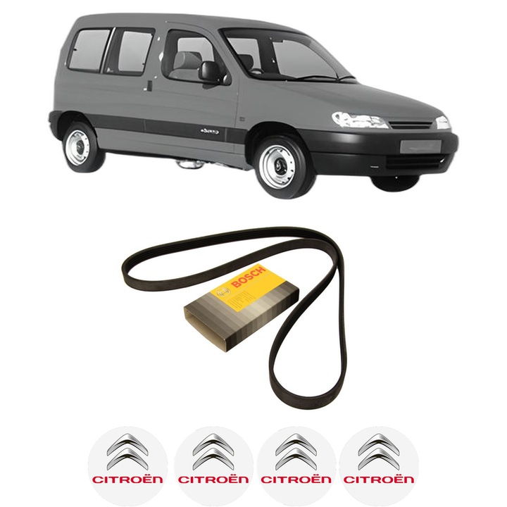Curea transmisie accesorii CITROEN BERLINGO / BERLINGO FIRST MPV (MF_, GJK_, GFK_) 1.6 16V (MFNFU) din 2000-2011, auto, Bosch, 4x Stickere auto cu CITROEN