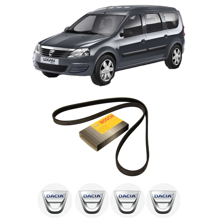 Curea transmisie accesorii DACIA LOGAN MCV (KS_) 1.6 Bifuel din 2008, auto, Bosch, 4x Stickere auto cu DACIA