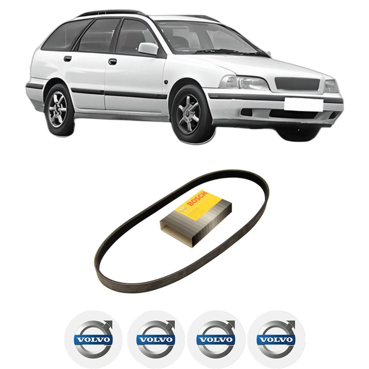 Curea transmisie accesorii VOLVO V40 Estate (645) 1.9 DI din 2000-2004, auto, Bosch, 4x Stickere auto cu VOLVO