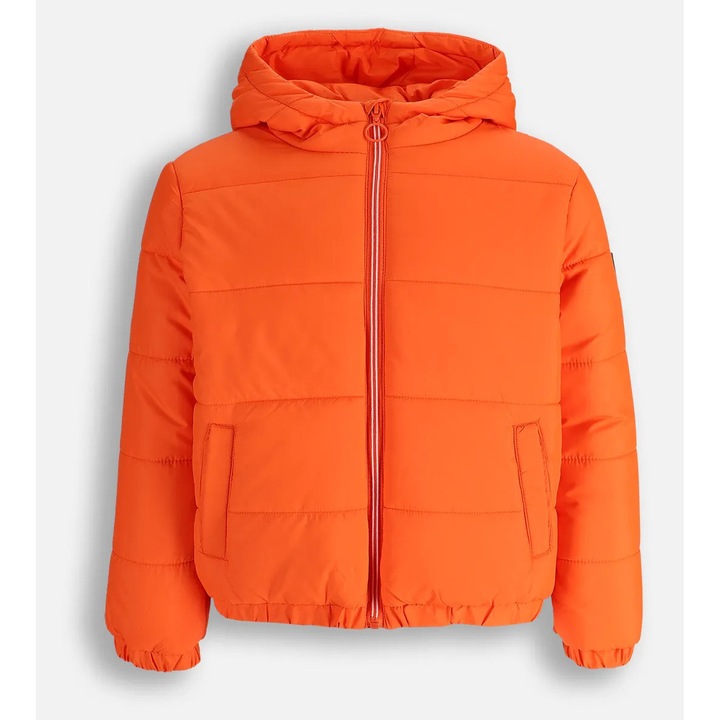 Geaca de tranzitie copii MOKIDA, portocalie, impermeabila, cu gluga, din poliester