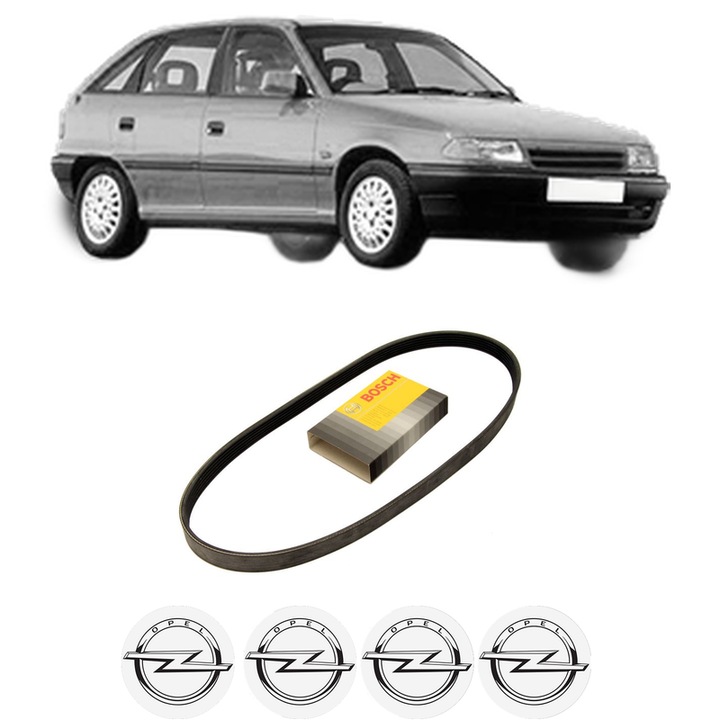 Curea transmisie accesorii OPEL ASTRA F Saloon (T92) 1.6 i 16V (F19, M19) din 1994-1998, auto, Bosch, 4x Stickere auto cu OPEL