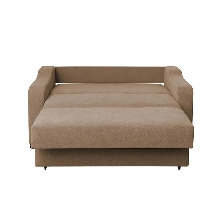 Canapea extensibila Expomob FRUNZA, 2 locuri, cu arcuri, lada depozitare, dimensiune 165x110x90 cm, culoare bej + crem