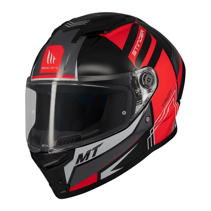 Каска за мотоциклет MT HELMETS STINGER 2 TRON, черно/сиво лъскаво, HIRP, XL