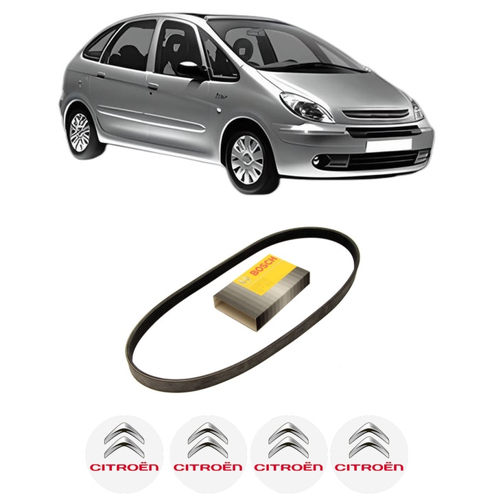 Curea transmisie accesorii CITROEN XSARA PICASSO (N68) 1.6 din 1999-2010, auto, Bosch, 4x Stickere auto cu CITROEN