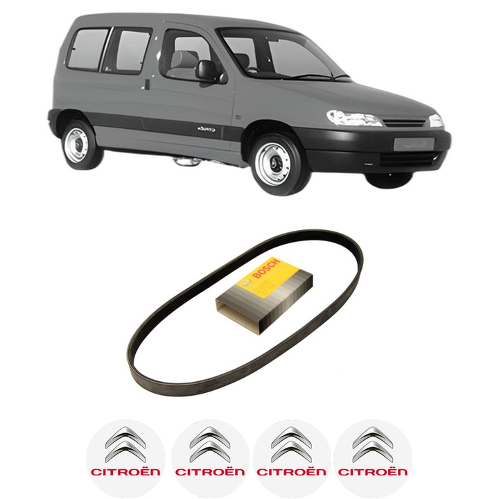 Curea transmisie accesorii CITROEN BERLINGO / BERLINGO FIRST MPV (MF_, GJK_, GFK_) 1.4 bivalent din 2002-2011, auto, Bosch, 4x Stickere auto cu CITROEN