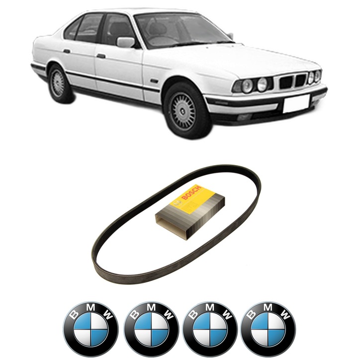 Curea transmisie accesorii BMW Seria 5 (E34) 525 i 24V din 1990-1995, auto, Bosch, 4x Stickere auto cu BMW