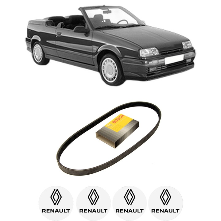 Curea transmisie accesorii RENAULT 19 II Cabriolet (D53_, 853_) 1.7 (D53C) din 1992-1993 KW 66 CP 90 CMC 1721, auto, Bosch, 4x Stickere auto cu RENAULT