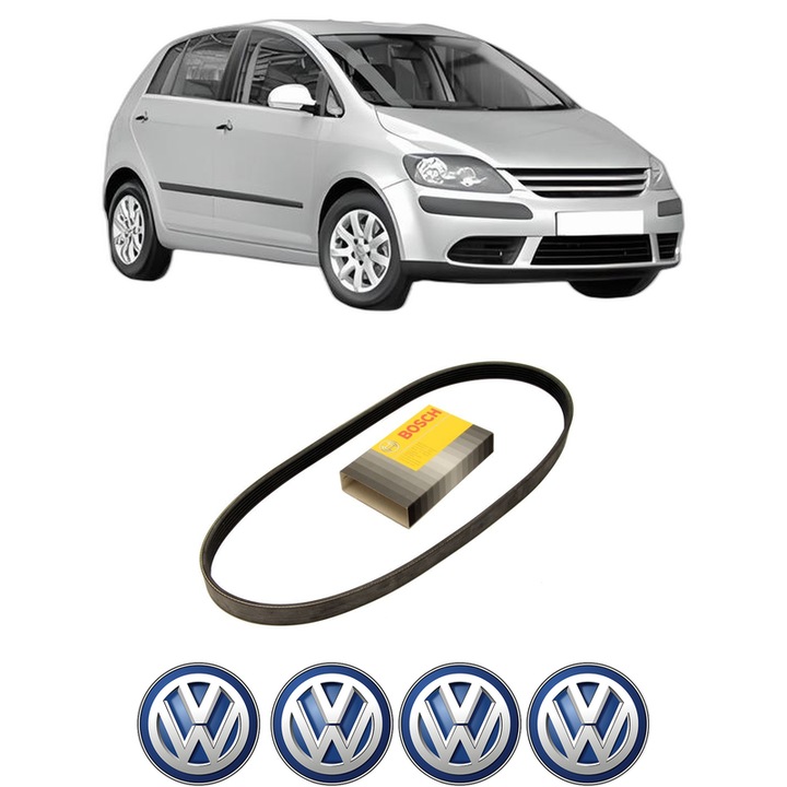 Curea transmisie accesorii Volkswagen GOLF PLUS V (5M1, 521) 1.2 TSI din 2010-2013, auto, Bosch, 4x Stickere auto cu Volkswagen