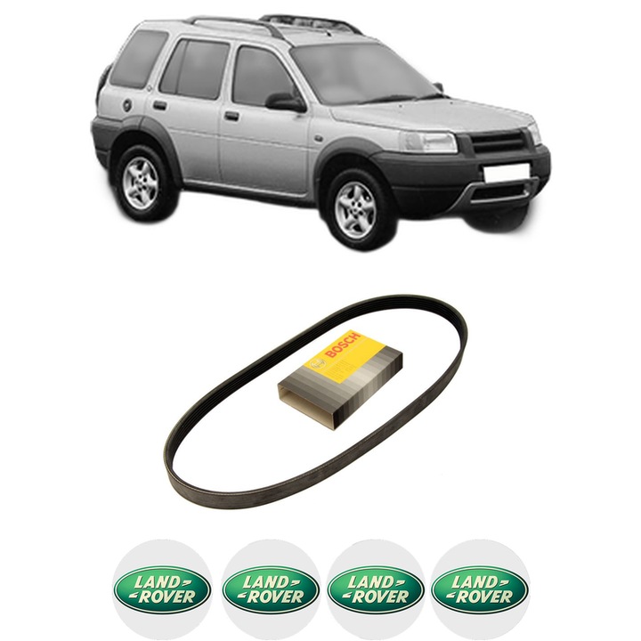 Curea transmisie accesorii LAND ROVER FREELANDER I (L314) 2.5 V6 4x4 din 2000-2006, auto, Bosch, 4x Stickere auto cu LAND ROVER