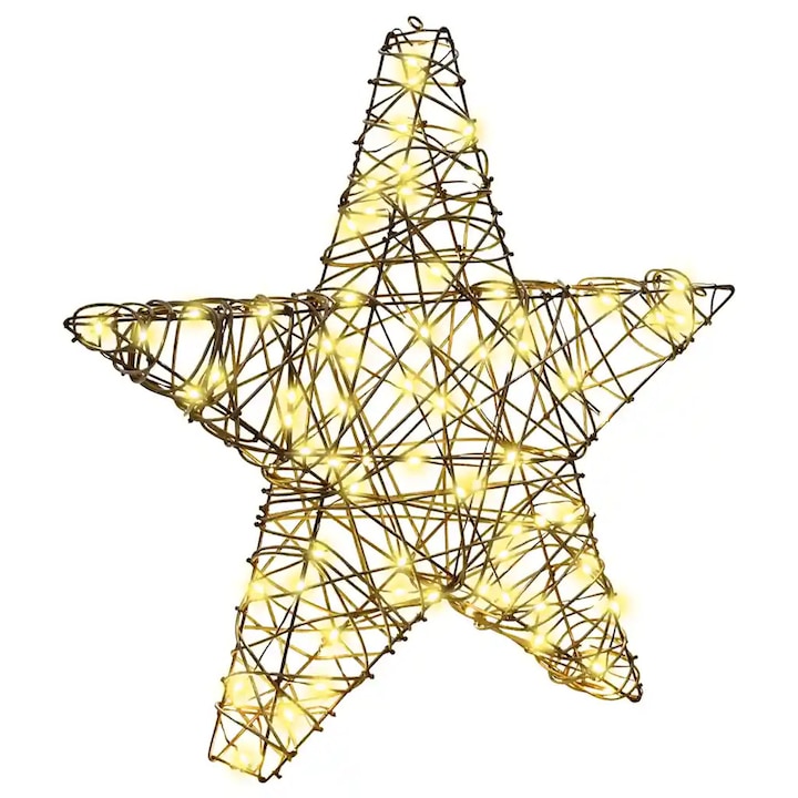vidaXL 3D Csillag 50 LED-del Meleg fehér 55 x 52.5 x 9 cm Rattan 42019104