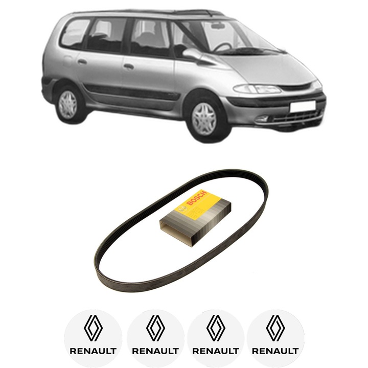 Curea transmisie accesorii RENAULT ESPACE III (JE0_) 2.0 (JE0A) din 1996-2000, auto, Bosch, 4x Stickere auto cu RENAULT