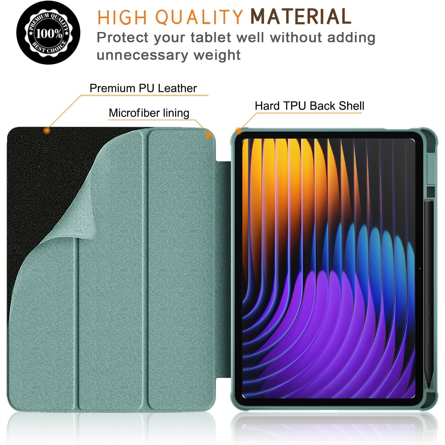 Husa Sigloo pentru tabletă 11.2" Slim, Tri-Fold, Verde
