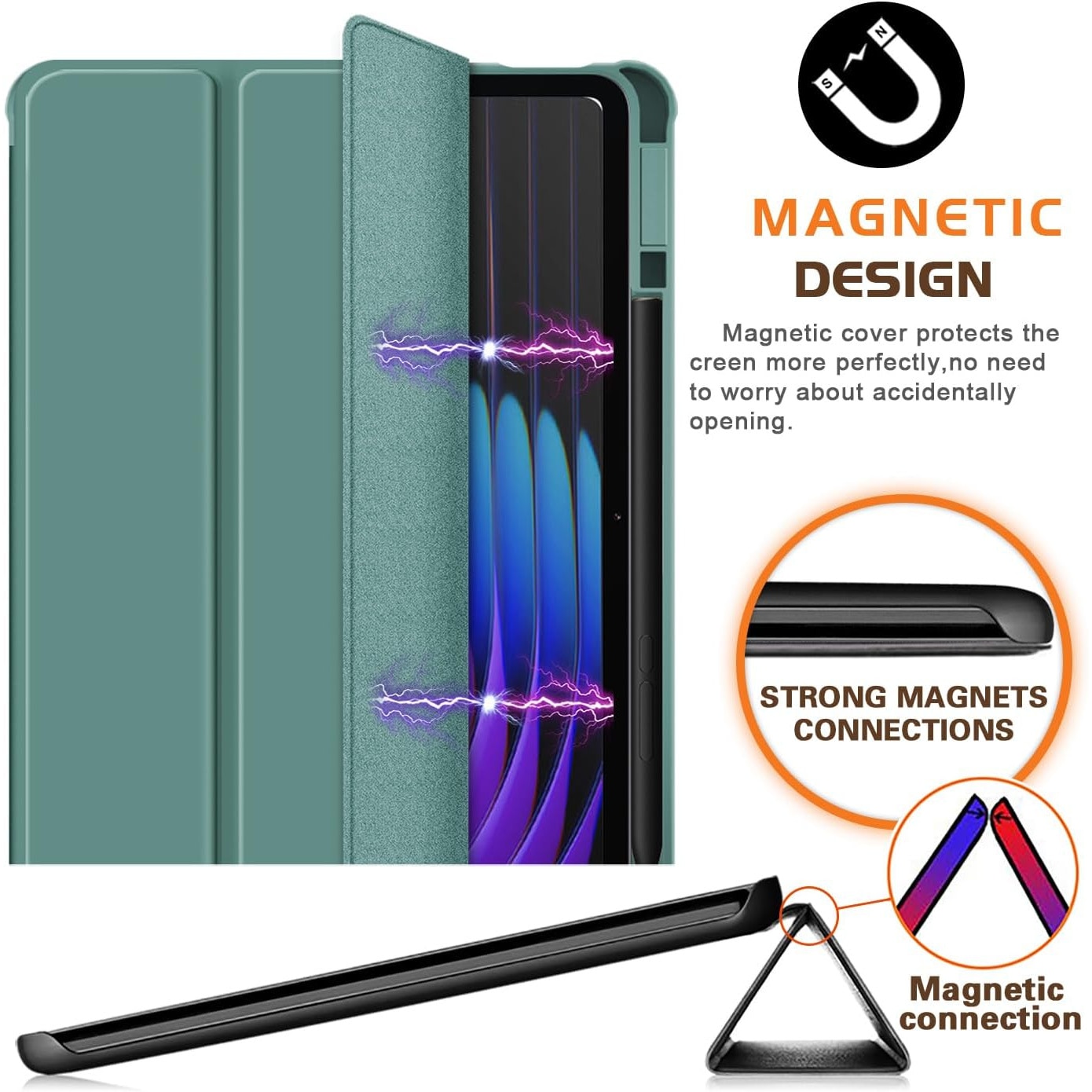 Husa Sigloo pentru tabletă 11.2" Slim, Tri-Fold, Verde