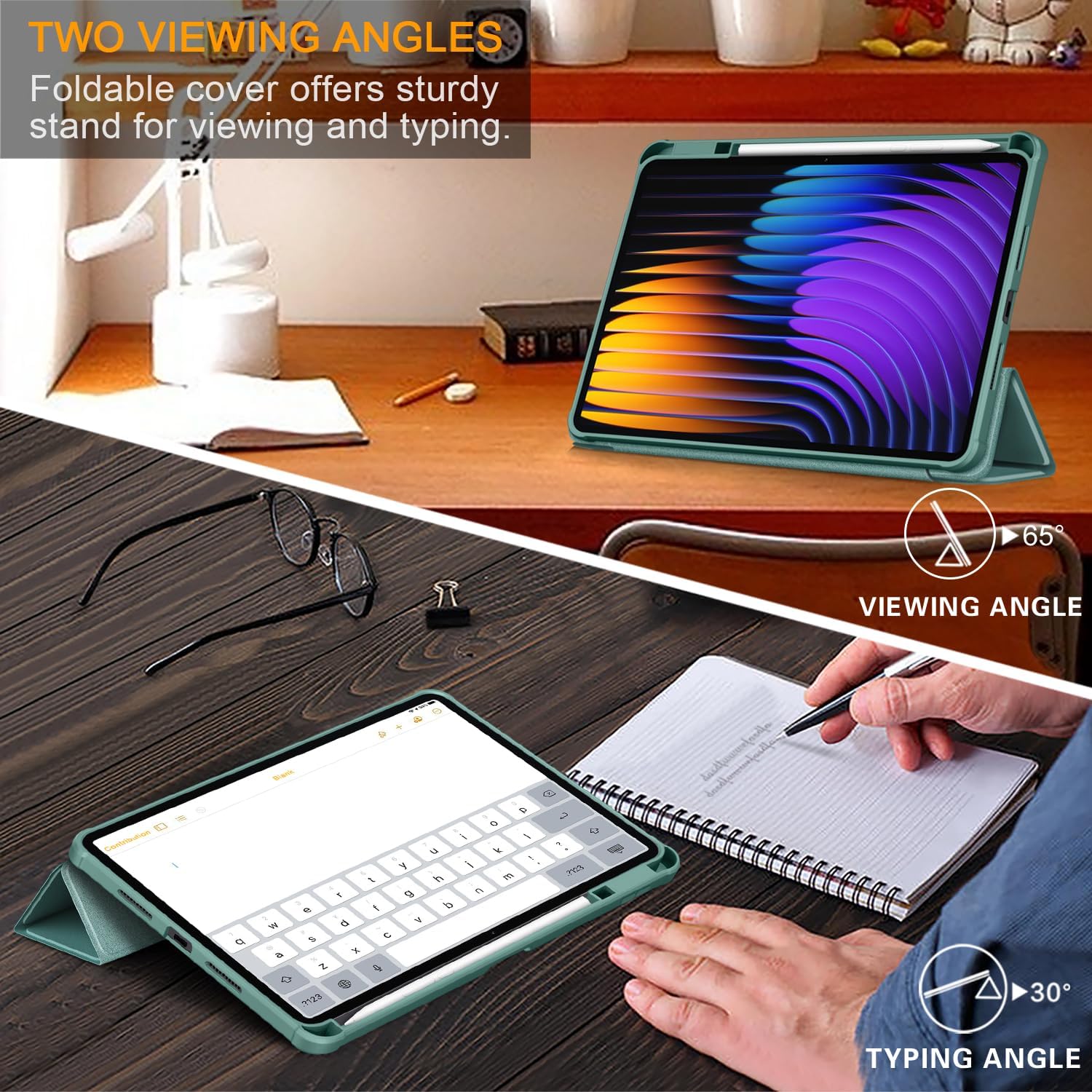 Husa Sigloo pentru tabletă 11.2" Slim, Tri-Fold, Verde