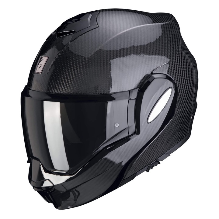 Casca moto ScorpionEXO EXO-TECH EVO Carbon, flip-back, neagra lucioasa, marime S