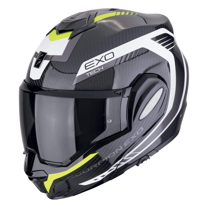 Casca moto Scorpion EXO-TECH EVO Carbon, multicolor, marime M, design modular, sistem flip-back