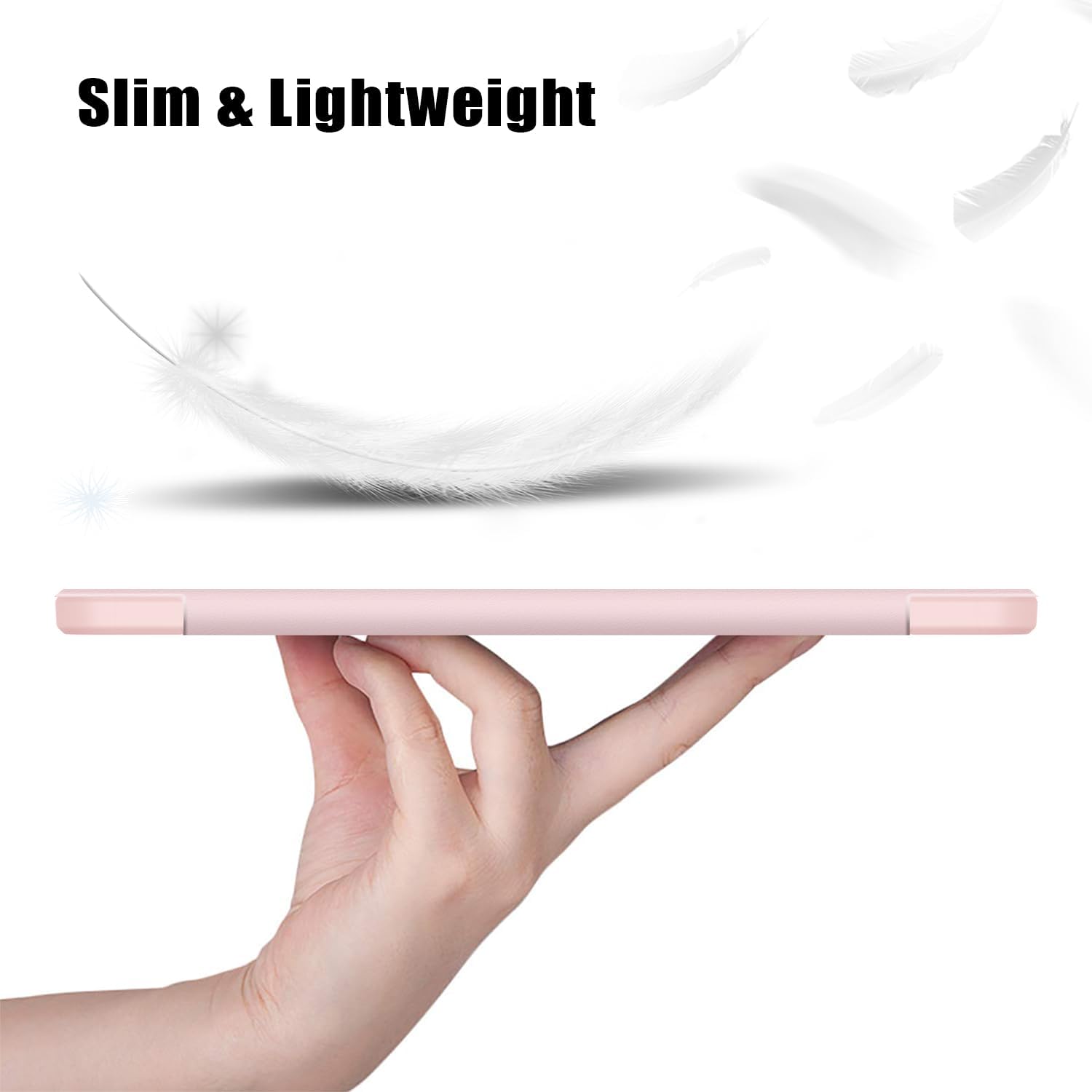 Husa Sigloo pentru tableta Xiaomi Pad 6S Pro 12.4' (2024) – Slim, Tri-Fold Magnetic, Piele Ecologica, Antisoc, Spate transparent – Roz