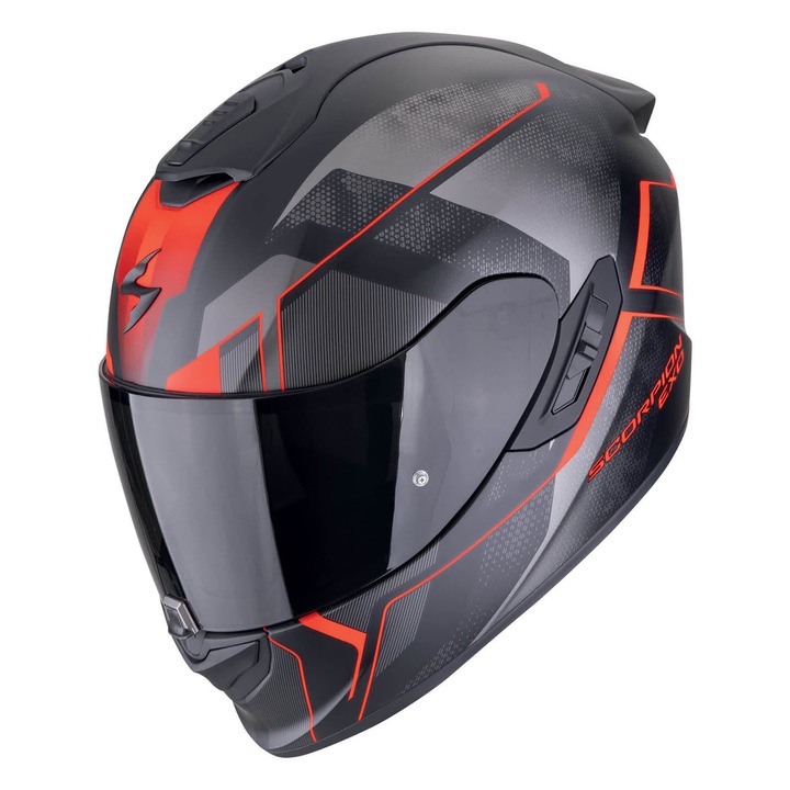 Casca moto Scorpion EXO-1400 EVO II, negru mat cu rosu, marime XXL, sistem de ventilatie avansat, tehnologie anti-aburire