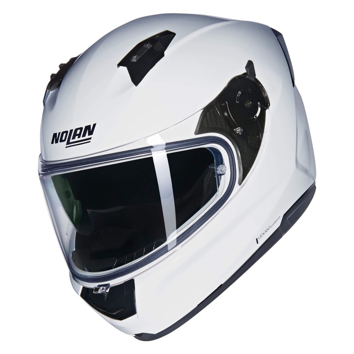 Casca moto NOLAN N60, Lexan, alb metalizat, L, cu sistem de ventilatie Airbooster, vizor ajustabil