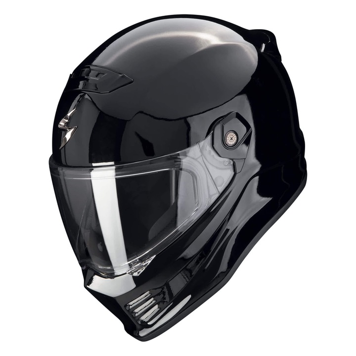 Casca moto ScorpionEXO Covert FX, neagra lucioasa, marime S, design aerodinamic, vizibilitate superioara