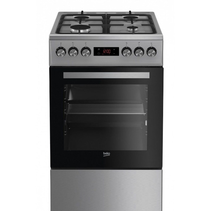 Aragaz Beko FSM52330DX, gaz-electric, 3D, cu tavita telescopica, culoare inox, dimensiuni 60x60cm