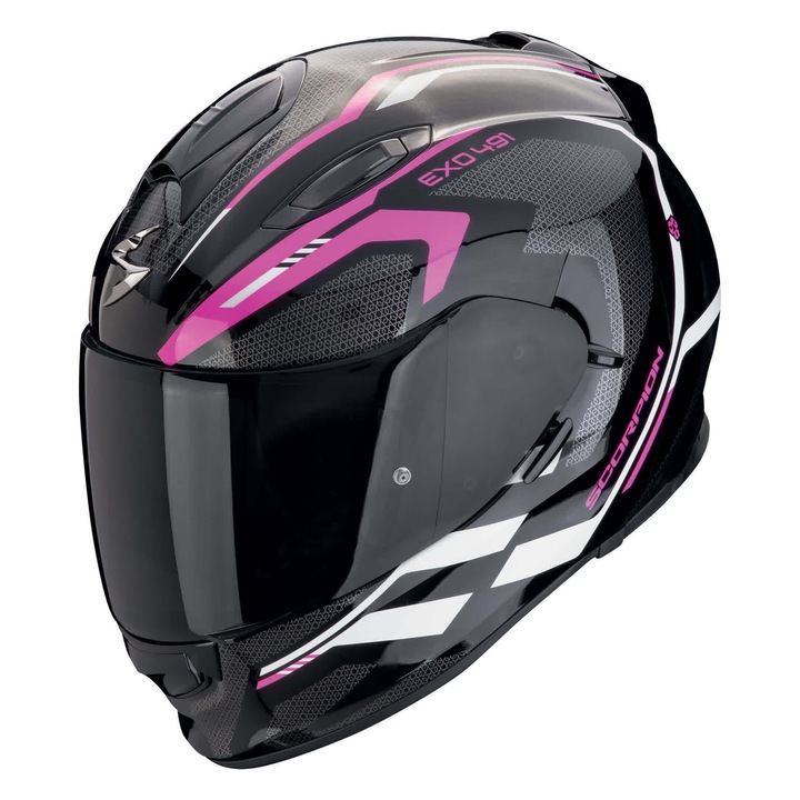 Casca moto Scorpion EXO-491, negru, roz, alb, marime S, cu vizor retractabil si sistem de ventilatie avansat