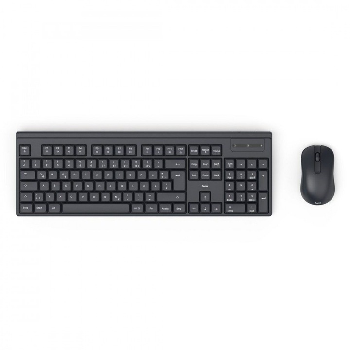 Set tastatura si mouse Hama WKM-100, wireless, QWERTY, 2,4 GHz, negru