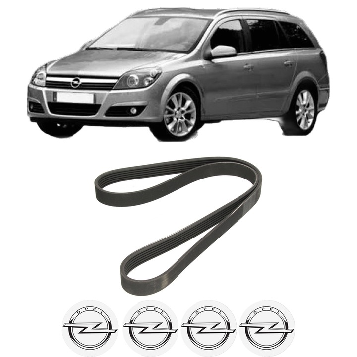 Curea transmisie accesorii OPEL ASTRA H Estate (A04) 1.9 CDTI 16V (L35) din 2004-2010, auto, Bosch, 4x Stickere auto cu OPEL