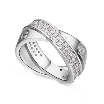 Inel zirconiu Double Rings, 18 mm Inel zirconiu Double Rings, 18 mm