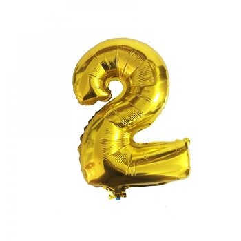 Balon folie metalizata figurina cifra 2 auriu Balon folie metalizata figurina cifra 2 auriu