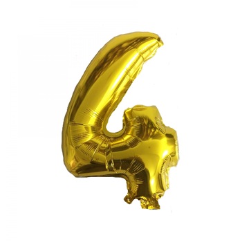 Balon folie metalizata figurina cifra 4 auriu Balon folie metalizata figurina cifra 4 auriu